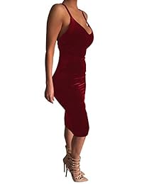 Carprinass vestido aterciopelado, vestido midi ajustado sin mangas para mujer