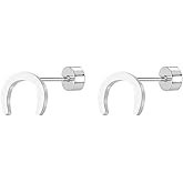 18g Horseshoe Flat Back Small Stud Earrings for Women Men Cute Minimalist Stainless Steel Silver Plated U Shaped Screw Catilage Tragus Piercing Tiny Sleeper Studs Hypoallergenic for Sensitive Ear