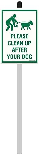 SecurePro Products Please Clean Up After Your Dog - 10" Tall x 7" Wide Premium Quality PVC Yard Sign Mounted on a 36" Tall Aluminum Post Stake