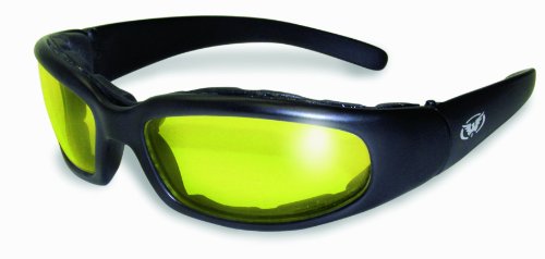Global Vision Chicago Padded Riding Glasses (Black Frame/Yellow Lens)