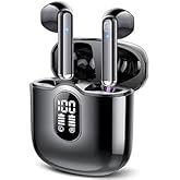 Atheewon Wireless Earbuds, Bluetooth 5.3 Headphones with Hi-Fi Stereo Clear Call Mic, 30 Hrs Playtime Bluetooth Earbuds, Touch Control with LED Display, IPX7 Waterproof Earphones, Black