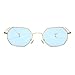 AEVOGUE Unisex Sunglasses Small Metal Frame Asymmetry Temple AE0520 (Gold&Blue, 56)