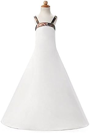 Girls' 2017 Straps Long Camouflage Flower Girl Dresses For Wedding Pageant White 16