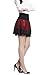 Mullsan Women Red Spinning Cover Stretch Waist Flared Lace Casual Mini Skirt