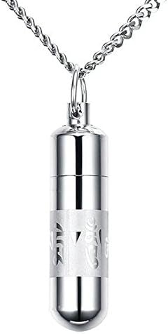 Onefeart Stainless Steel Pendant Necklace for Men Stainless Steel Capsule Couple Necklace 44x13MM Silver