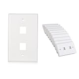 Cable Matters 10-Pack Low Profile 2-Port Keystone Jack Wall Plate in White