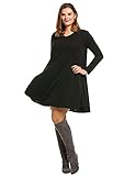 Meaneor Plus Size Women's Pocket Casual Loose T-Shirt Dress Long Sleeve