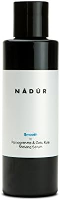 Nadur 100 % Natural Shaving Serum-Pomegranate &amp; Gotu Kola, Anti-ageing benefits-Pre-Shave, Shave and Moisturise, 3 in 1 Product-Rinse-off Formula With No Greasy Residue-Won't Clog Pores