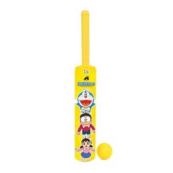 Doraemon Plastic Bat and Ball, Yellow (Medium Size)