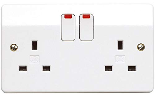 MK Logic Plus 2 X K2747 WHI 13A Double Pole Switchsocket, 2 Gang