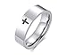 VNOX Mens Womens Stainless Steel Cross Ring for Holy Saint Christian Prayer Baptism Mitzvah,