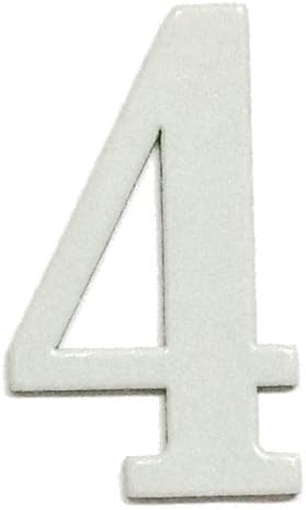 Fancy White Reflective Mailbox or House Number - 4 - Size 5" - (Select Size (2"- 6") and Digit (0-9) Below) - Thick, Die-Cut Exterior Grade Gasket-Like PVC - not Metal or Rigid Plastic