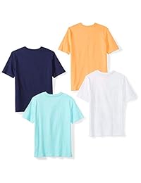 Camisetas de cuello en V de mangas cortas para niños pequeños y niños de Zebra, paquete de 4