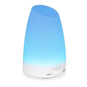 Criacr 150ml Essential Oil Diffusers, Aromatherapy Diffusers with 7 Colorful LED Lights, Adjustable Mist Mode, BPA-Free, Waterless Auto Shut-off Humidifiers, for Home, Yoga, Office, Spa, Baby Room