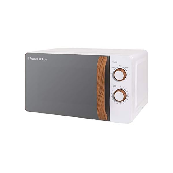 Russell Hobbs RHMM713 17 L 700 W Scandi Compact White Manual Microwave with 5 Power Levels, Wood Effect Handle & Dials…