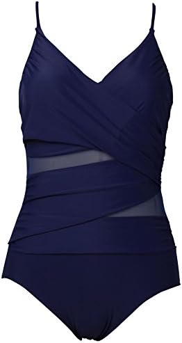 Diidoffen Women's Bikini One Piece Halter Top V Neck Swimsuit 1(Blue,XL)