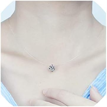 Simple Transparent Thin Lines Rhinestone Pendant Tattoo Choker Necklace for Women Charm Collar Bijoux Jewelry