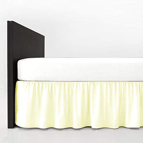 COMFORTESY Plain Dyed Poly-Cotton Frilled Bed Base Valance Sheet - Easy Care, In 20 Colours - Machine Washable (Cream, Single)