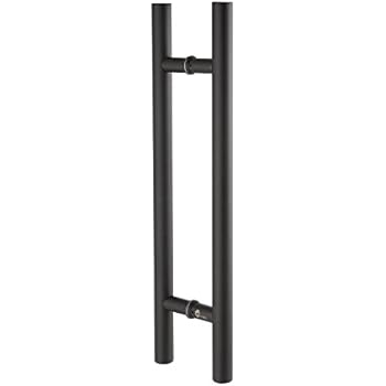TOGU TG-6012 36 inches Solid Standoffs Heavy-Duty Commercial Grade-304 Stainless Steel Push Pull Door Handle/Barn Door Pull Handle/Glass Pulls, Matte Black Finish