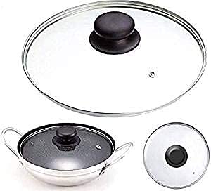 Copper Top Tempered Glass Saucepan Casserole Frying pan Lid (14 cm, 16 cm, 18 cm, 20 cm, 22 cm, 24 cm, 26 cm, 28 cm, 30 cm, 32 cm, 34 cm, 36 cm, 38 cm, 40 cm) Replacement Lids for Pans and Pot (32cm)