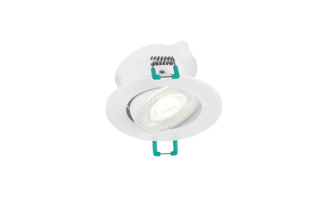 SYLVANIA SylSpot Recessed LED Spotlight – 5W Neutral White (4000K), 480 Lumen – Non-Dimmable, IP44 Rated, 38° Beam Angle – Energy Efficient Downlight – Single Pack