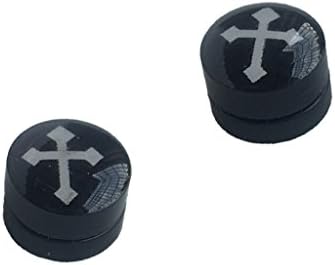Woo2u Magnetic Circle Cross Stud Earrings Non-Piercing Ear Clip Black