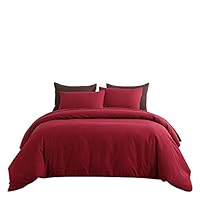 QIXIAOTING Three Sets of Solid Color Quilt Cover, Home Textile Set Bedding, Ordinary Duvet Cover King Size Bed,Red,Queen