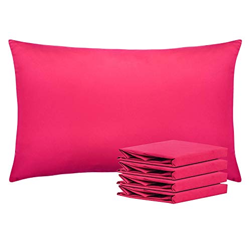 NTBAY Microfiber Plain Pillowcases, 4 Pack Soft Anti Wrinkle and Stain Resistant Envelope Closure Standard Pillow Cases, 50x75 cm, Magenta — image 1