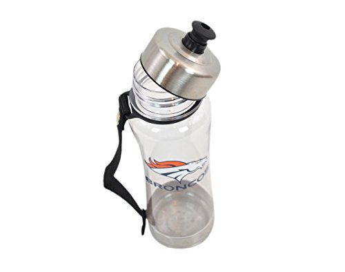 Duck House Official National Football League Fan Shop Authentic 2-Pack NFL Clear Clip-On 16oz Water Bottle Bundle (Denver Broncos)