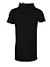 Screenshotbrand Mens Hip Hop Longline Premium Tee - Pullover Hooded Fashion T-Shirt High-Low Distress Ripped - Black - Medium
