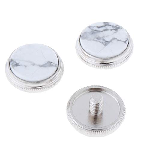 3 Pieces Alloy Shell Inlays Trumpet Finger Buttons Brass Instrument Accessories, 2 Colors for Choose - White Gray