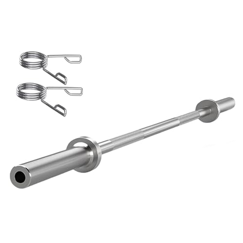 Tava Club Barra Olímpica Recta 1.2 m para Discos de 50mm (2 pulgadas) Barra de Pesas y Gym en Casa - Acero Cromado, Agarre Antideslizante 6 kg, Incluye 2 Clips de Seguridad