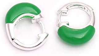 GEM-inside 18mm Green Jade Beads Marcasite Tibetan Silve Earclip Earrings Jewelry
