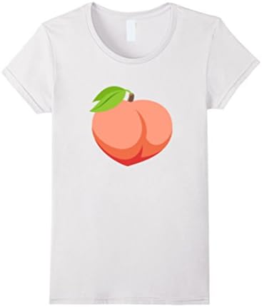Womens Emoji T-shirt Peach Emoticon Fruit Food Medium White