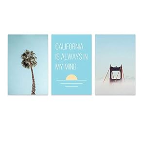 3 Panel Palm Tree and Golden Gate Bridge with California is Always in My Mind Quotes Gallery 16 x24 x 3 Panels