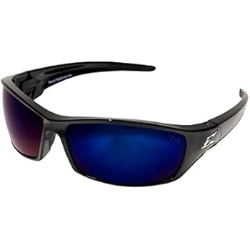 Edge Eyewear TSRAP218 Reclus Safety Glasses, Black with Polarized Aqua Precision Blue Mirror Lens