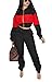 Bluewolfsea Women's Letter Print 2 Piece Outfit Colorblock Windbreaker Jacket Crop Top and Long Pants Set