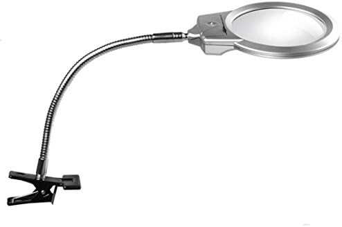 LED Lighted Magnifier and Desk Lamp clip magnifier for Hobby, Crafts, Inspection, Reading Books, Magazines, Newspapers, Model Building , Jewelry Design, Needlepoint, Sewing and More ( 2.25X 5 X)