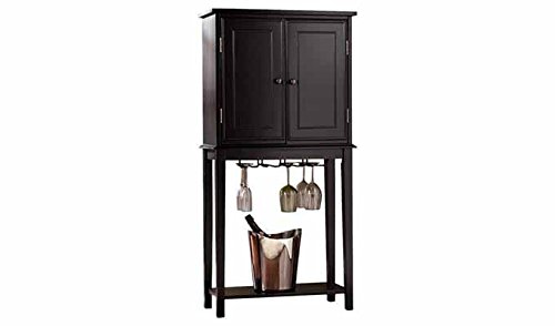 Aprodz Mango Wood Wine Storage Stylish Norcia Bar Cabinet for Living Room | Black Finish