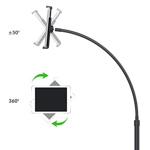 Viozon Gooseneck Tablet Floor Stand with a Portable Tray for 7~10 Inch Tablets and 3.5~6inch Smart Phones, Such as Tablet PCs, iPhone X,iPad, iPad Mini, iPad Air,New iPad Pro(9.7inch), Galaxy, Nexus