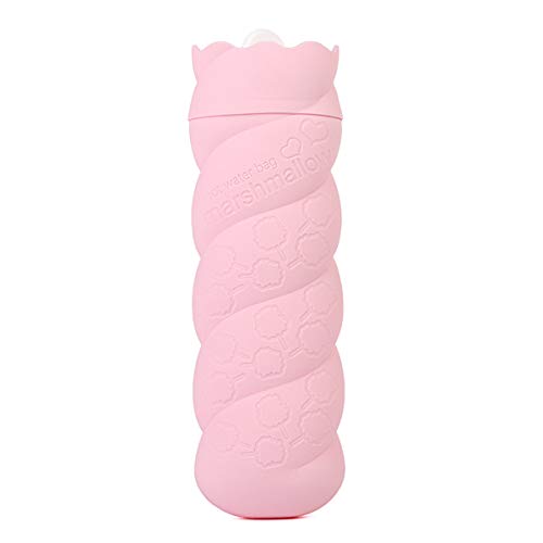 2 in1 Microwave Heating Bottle Silicone Hot Water Bag/Refrigerator Cold Ice Bag for Pain Relief, Hot & Cold Therapies - Gift for Birthday, Christmas, Valentine's Day, Gift (Pink with Cover)