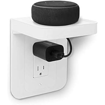 ALLICAVER Outlet Shelf, Power Perch with Built-In Cable Management, A Space Saving Solution for Google Home, Smart Speakers, Cellphones, Electric Toothbrush and More (White-decora)