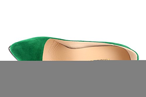 Loslandifen Womens Closed Toe High Heels Pointed Slender Stiletto Pumps(302-1VE36,Green) - Thumbnail 5