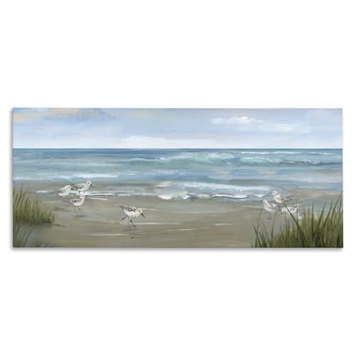 Stupell Industries Sandpiper Beach Seascape, 20 x 48 Inch Canvas Wall Art