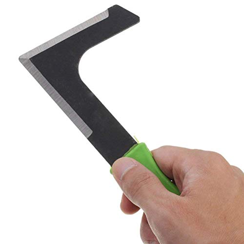 Chiloskit 2PCS Carbon Steel 8.2" L-Shape Blade Side-Walk Weeding Sickler Weed Puller Weeder Tool Machete Hook Knife Yard Lawn Tool - Thumbnail 3