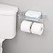 mDesign Toilet Tissue Paper Holder and Multi-Purpose Shelf - Wall Mount Storage Organizer for Bathroom, Holds 2 Rolls - Durable Metal Wire Design - Chrome