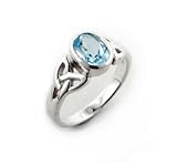 Sterling Silver Celtic Knot and Genuine Blue Topaz Ring(Sizes 4,5,6,7,8,9,10,11)