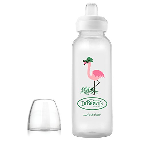 Dr. Brownâ€™s Sippy Spout Baby Bottle, 8 Ounce, Flamingo