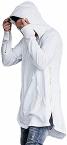 Jaycargogo Men's Hooded Sweatshirt Longline Classic Hip Hop Hipster Pullover