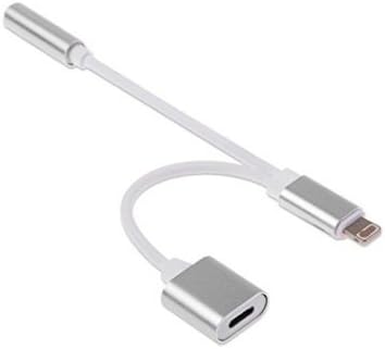 2 in 1 Lightning Adapter for iPhone 7 / 7 Plus, 3.5mm Earphones Jack Cable Audio Adapter and Lightning to Charger [No Calling Function and Music Control] for iPhone 7/7 Plus/6s/6/5s/5 (Silver)